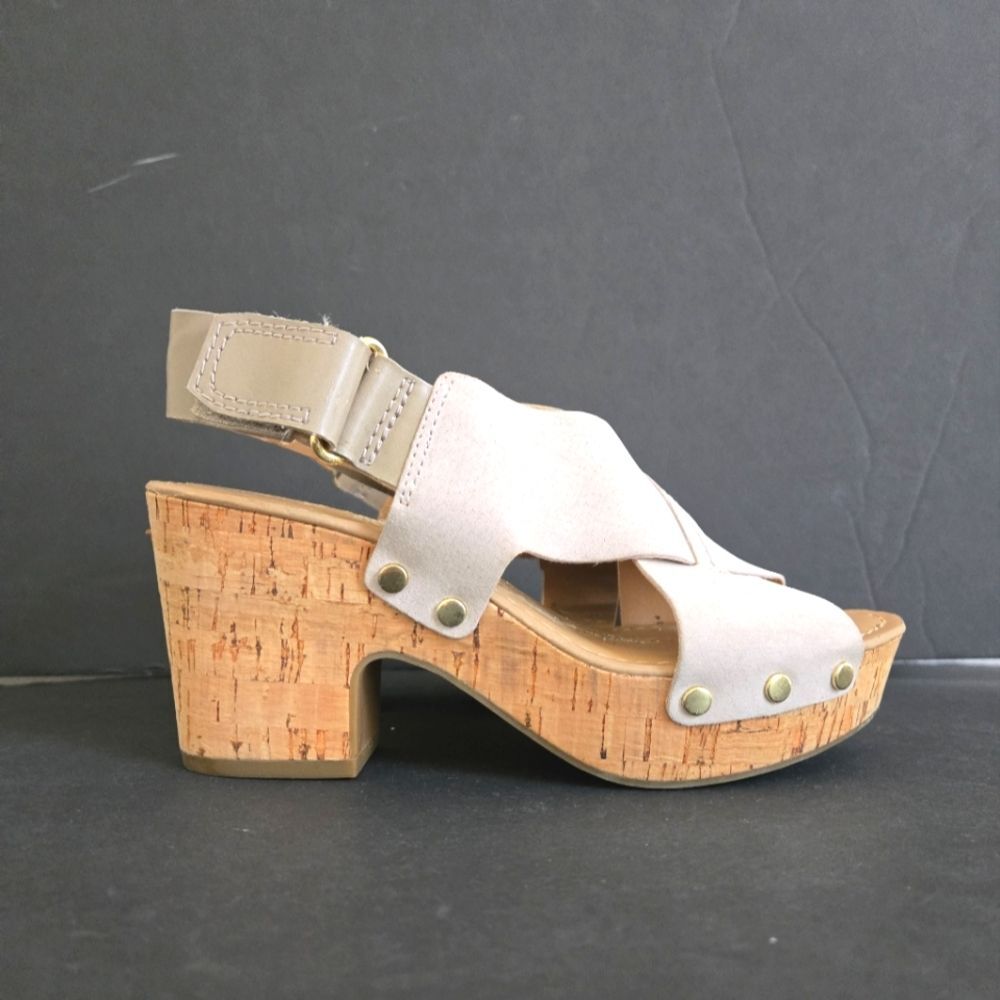 Franco Sarto Suede Slingback Kicks Platforms Sandals Size 6